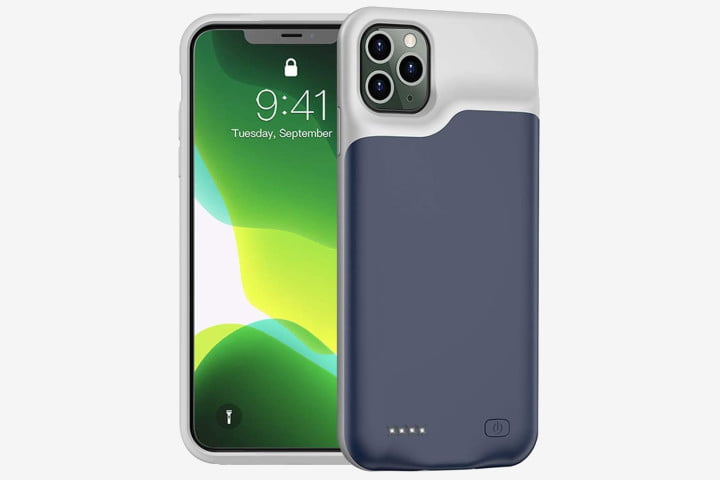 Photo shows the front and back of an iPhone 11 Pro in a Fnson Battery Case