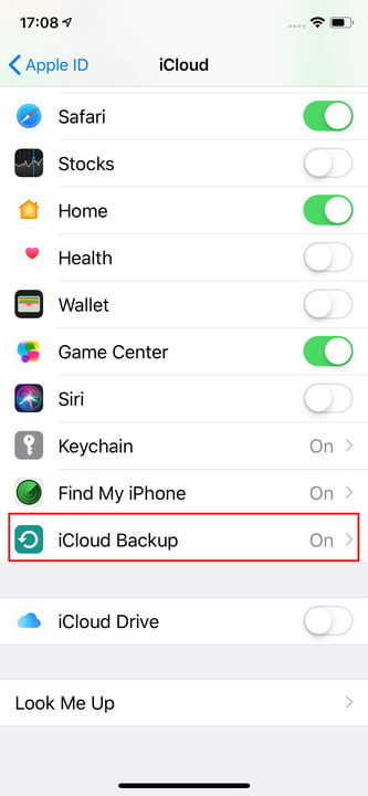 Trigger iCloud backup on iPhone