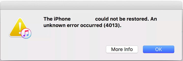 iPhone error 4013 message