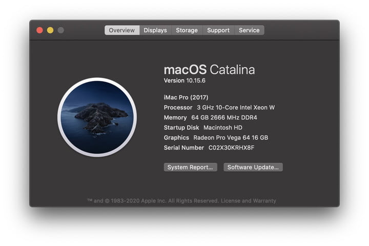 MacOS Catalina About This Mac